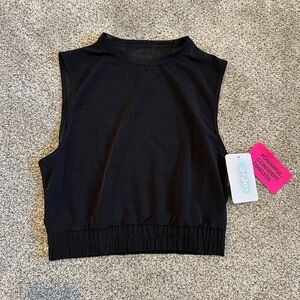 Jo+Jax Mesh sleeveless banded waist top, size S, black, NWT